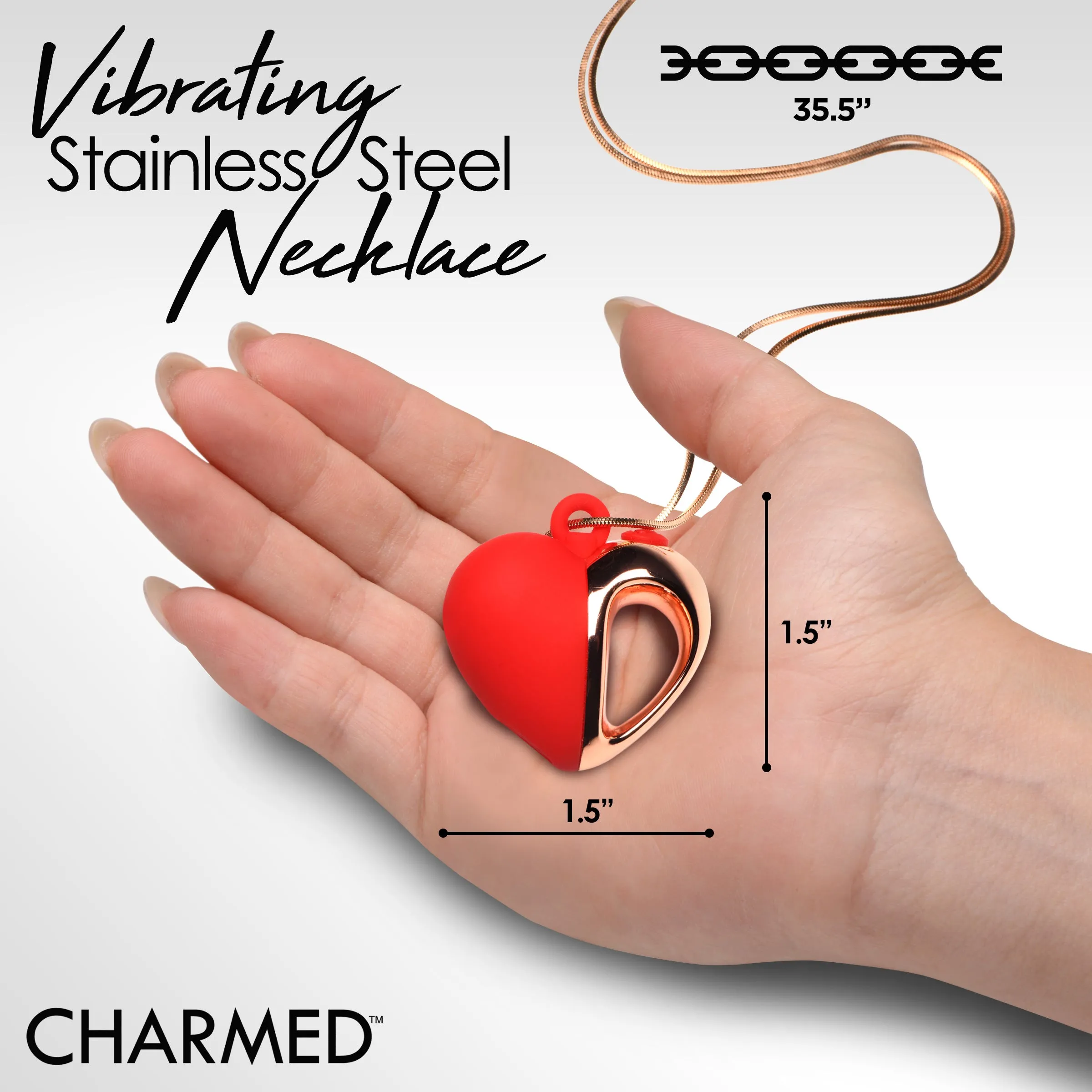 10X Vibrating Silicone Heart Necklace