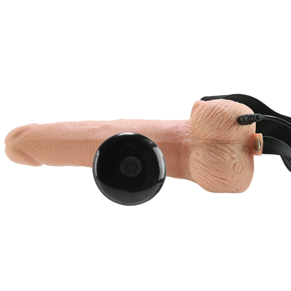 6 Inch Hollow Vibrating Strap-On with Remote in Vanilla