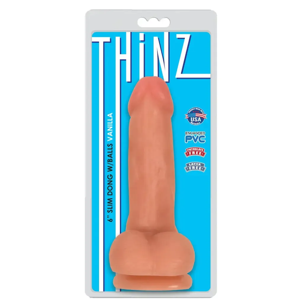 6 Inch Slim Dildo With Balls