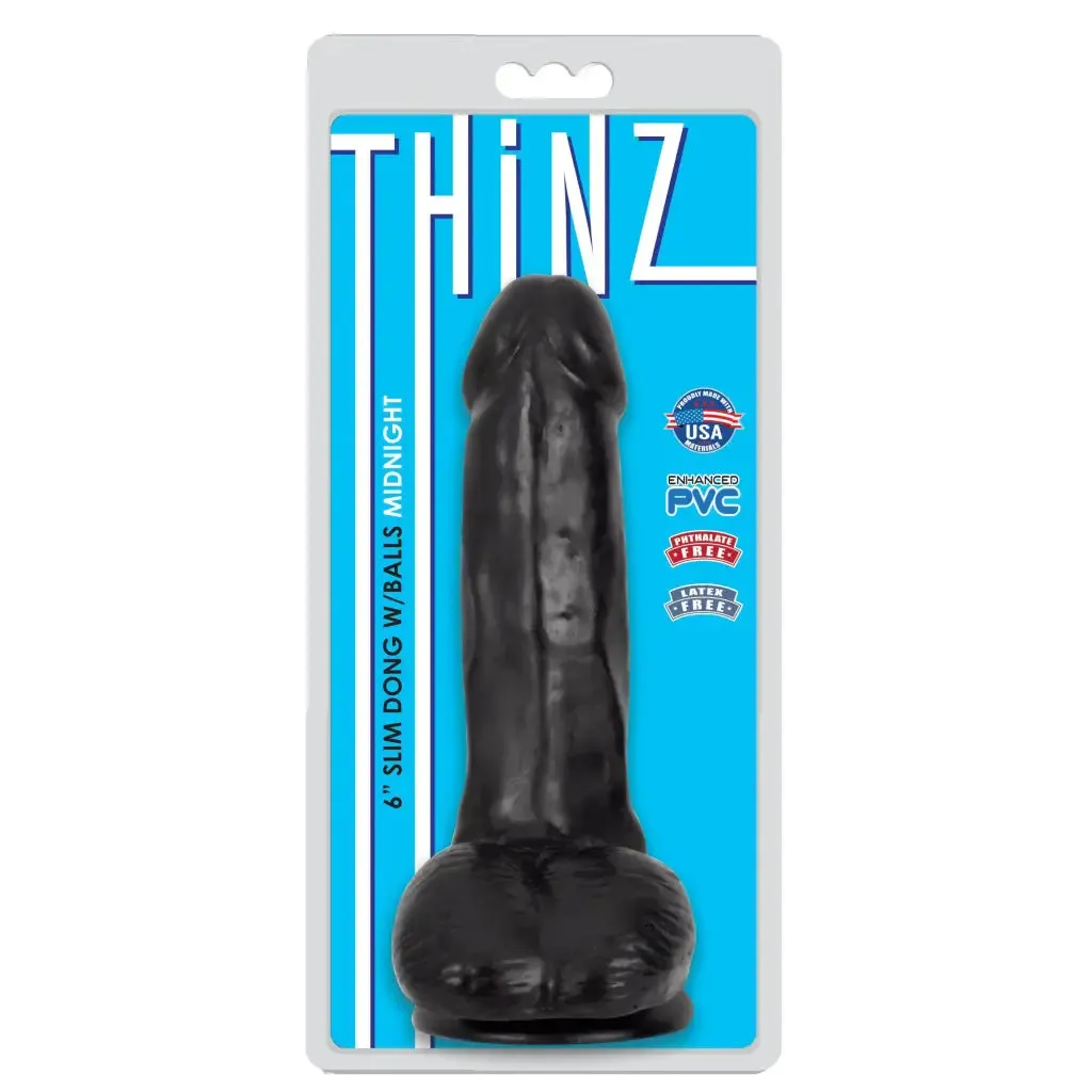 6 Inch Slim Dildo With Balls