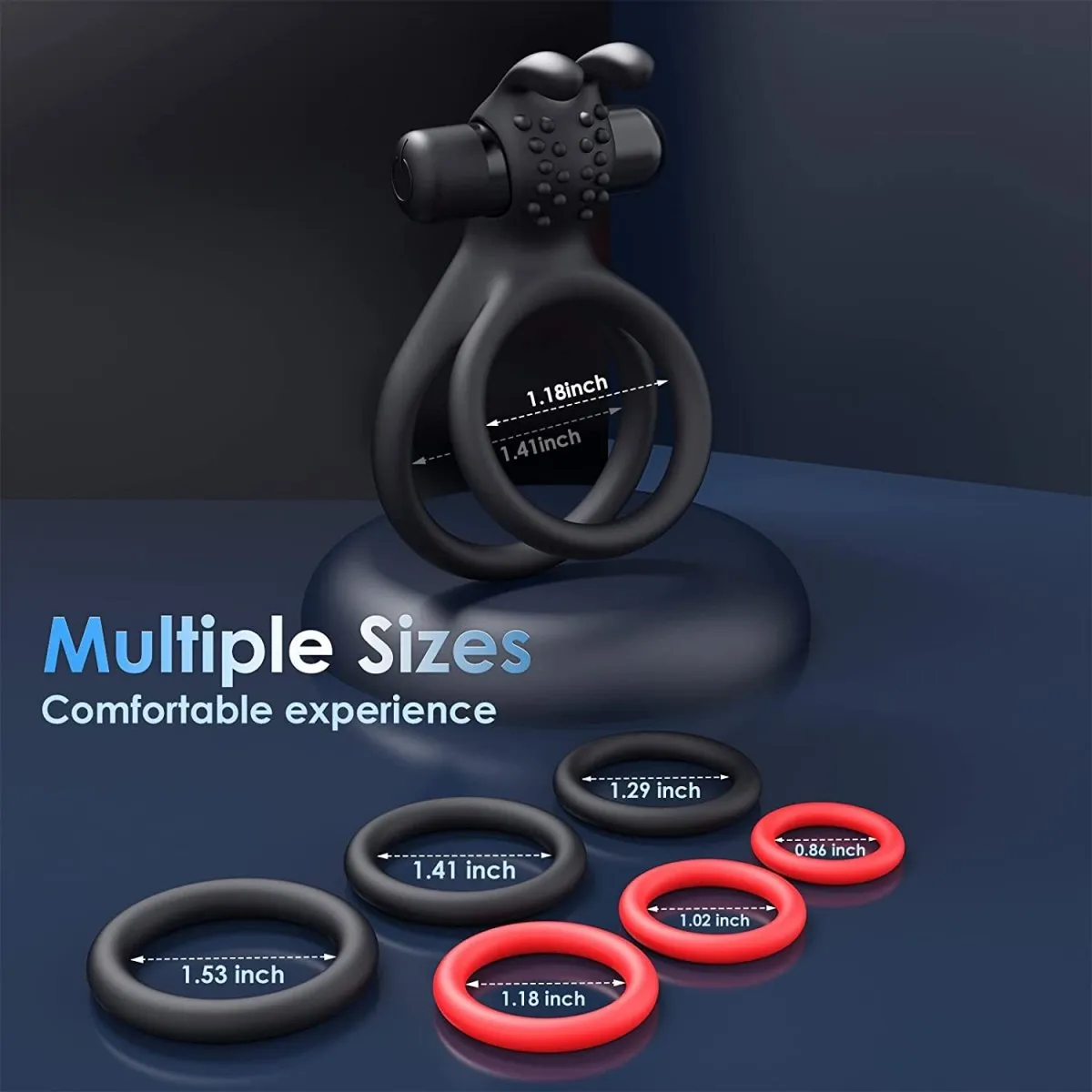 7 Different Sizes Soft Silicone Penis Ring with Vibration