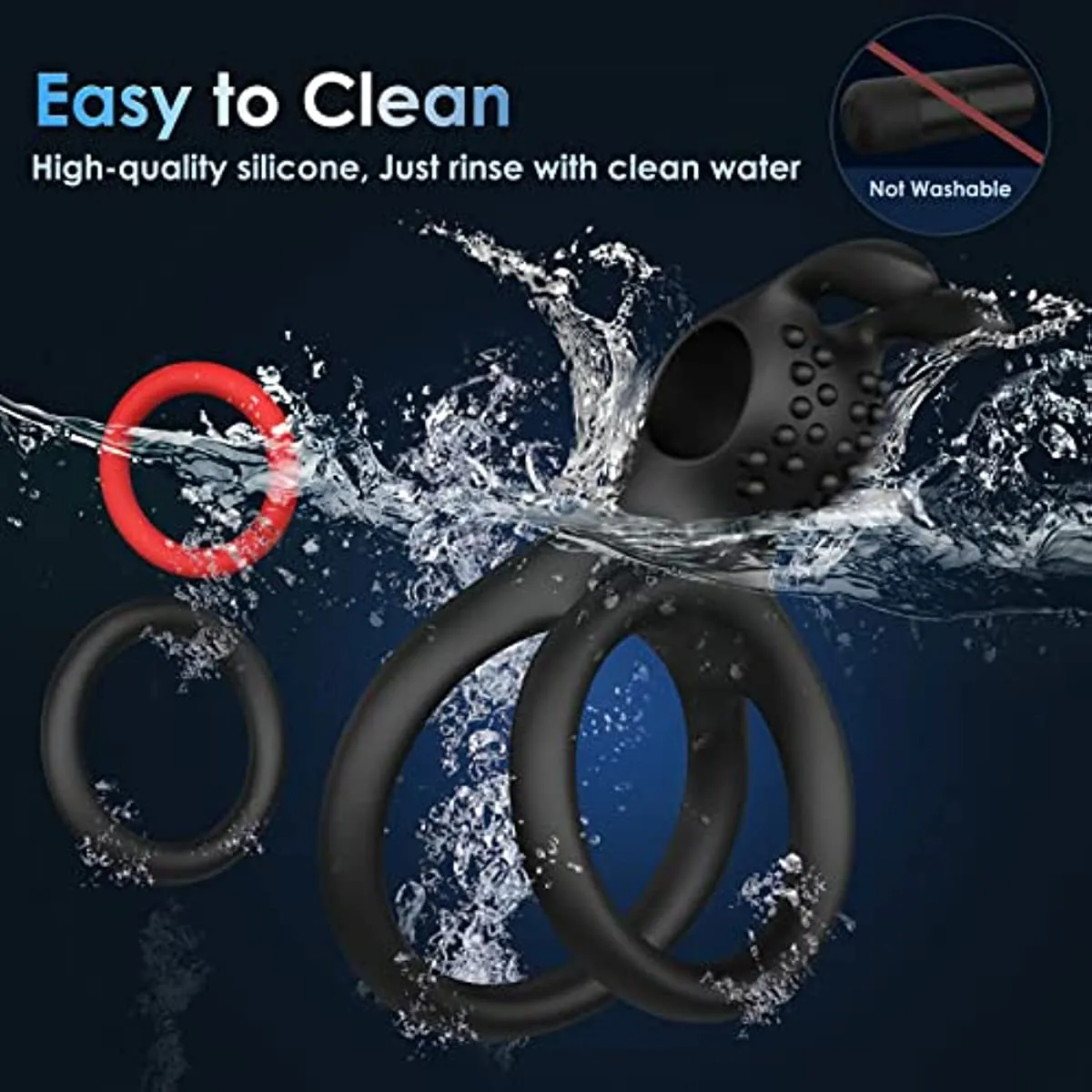 7 Different Sizes Soft Silicone Penis Ring with Vibration