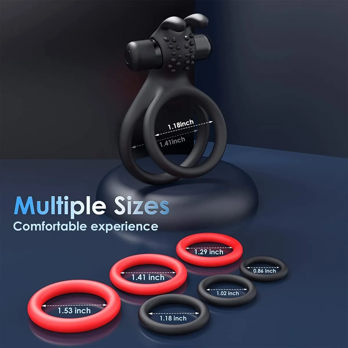 7 Different Sizes Soft Silicone Penis Ring with Vibration