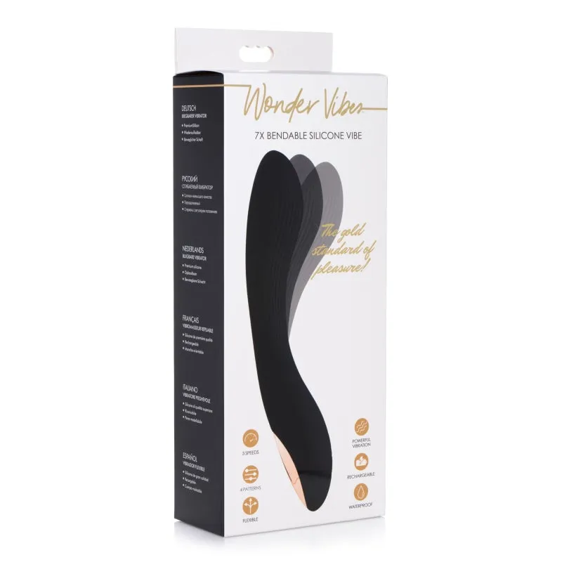 7x Bendable Silicone Vibrator - Black