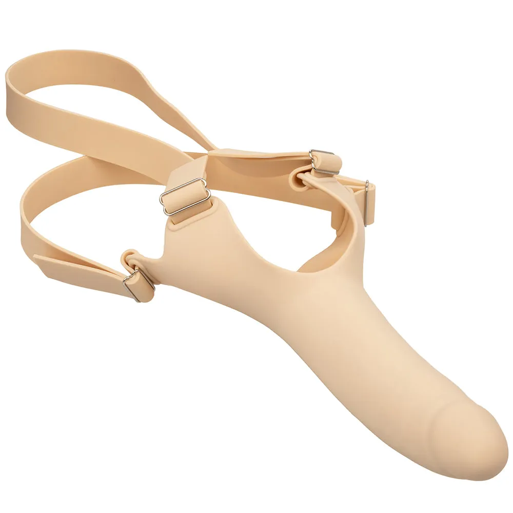 Accommodator Silicone Chin Strap Dildo in Ivory