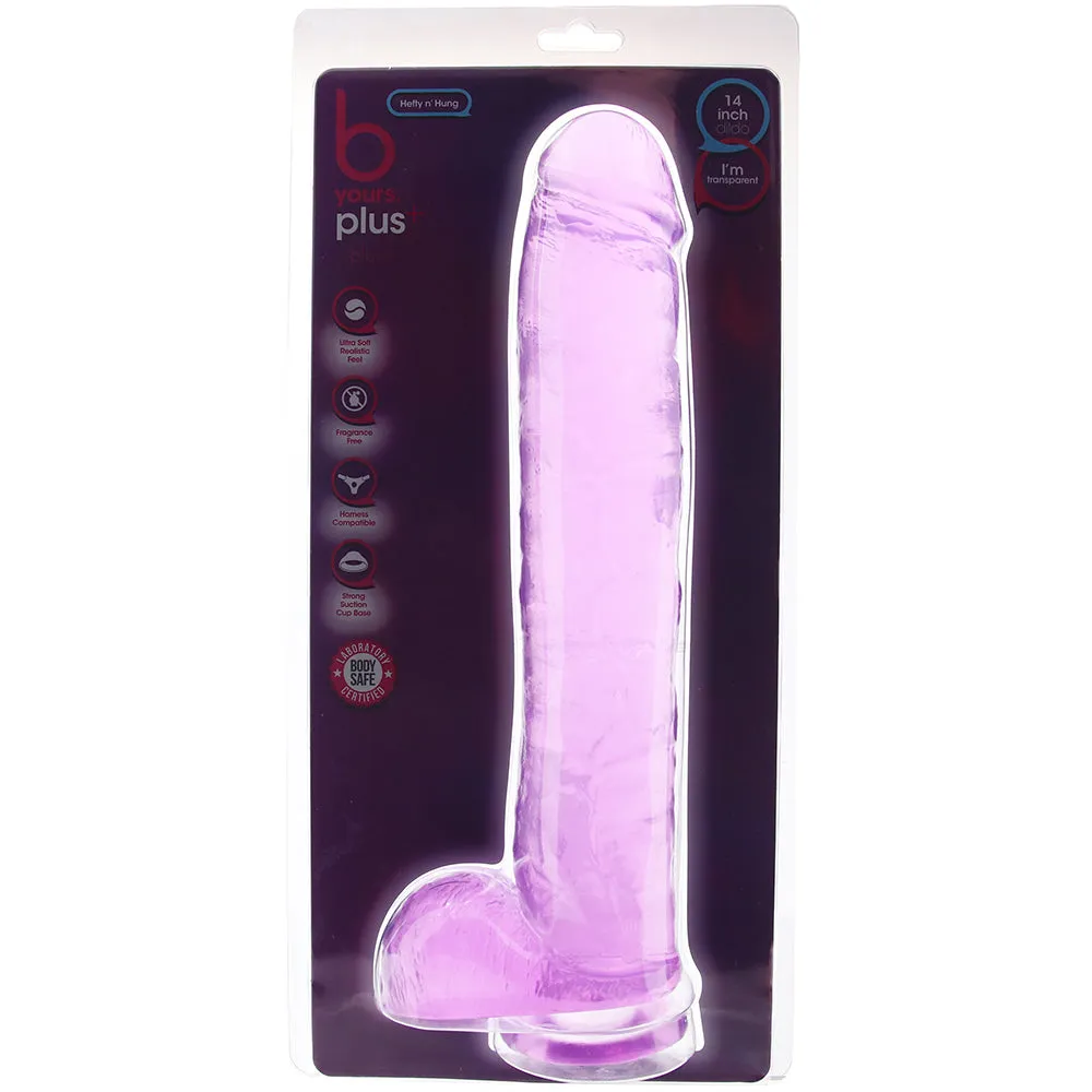 B Yours Plus Hefty n’ Hung 14 Inch Ballsy Dildo in Purple