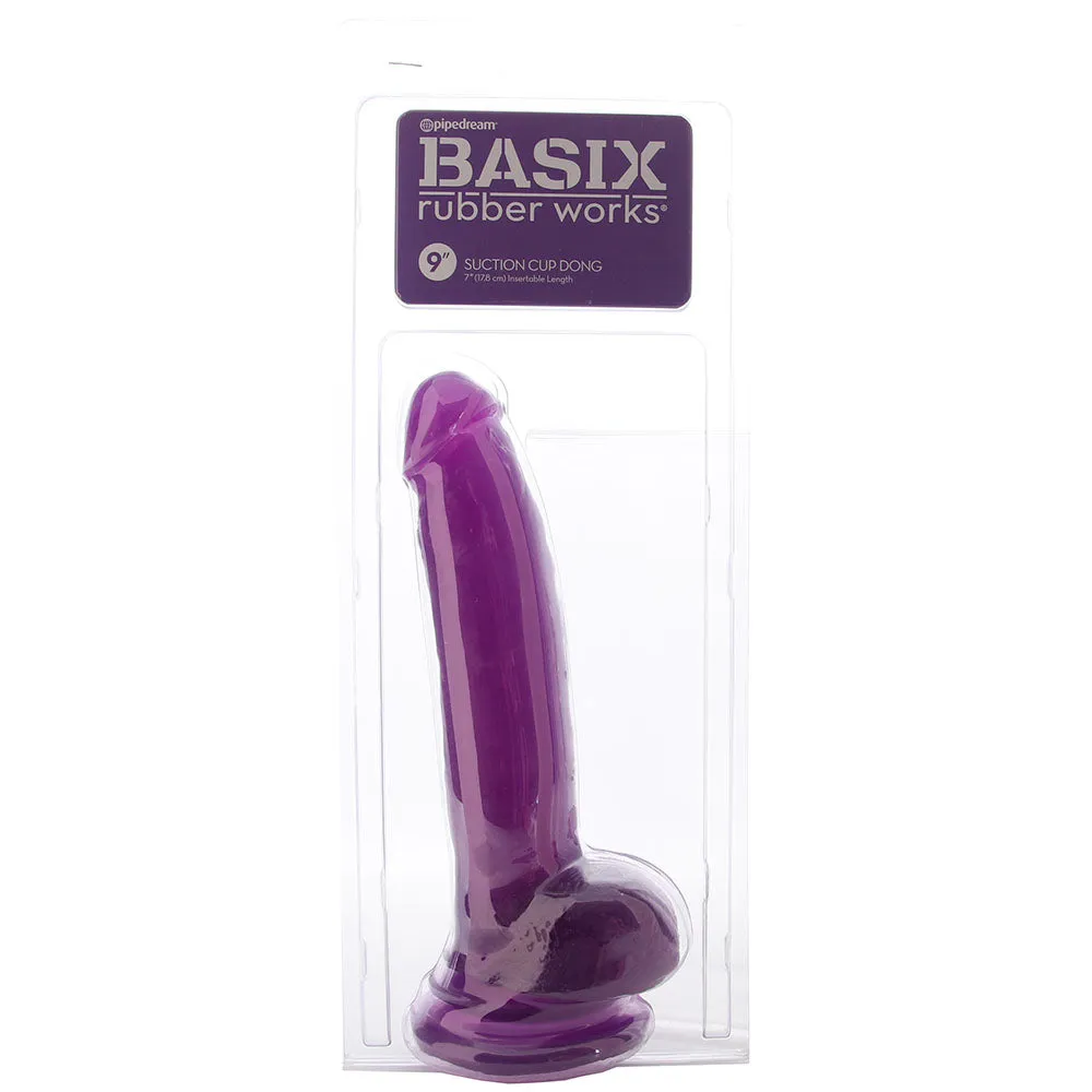 Basix 9 Inch Suction Cup Dildo in Purple