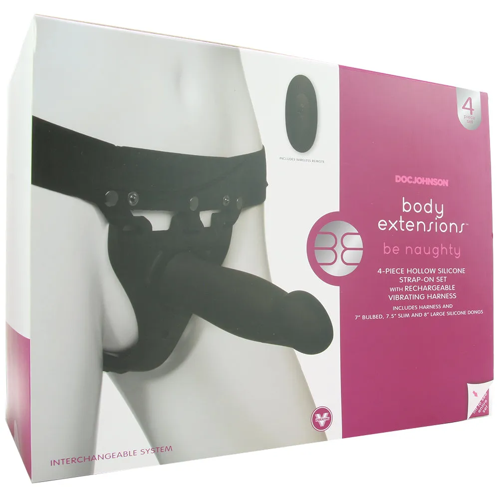 be naughty Vibrating Hollow 4 Piece Strap-On Set