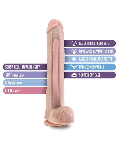 Blush Au Naturel Daddy 14" Sensa Feel Dual Density Dong with Suction Cup