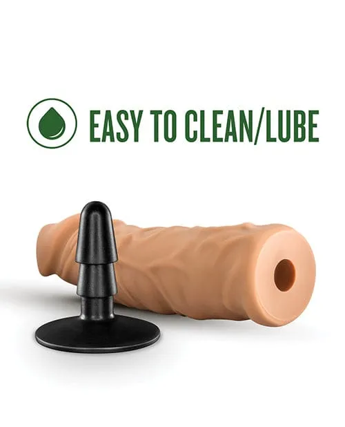 Blush Lock On 8 inch Argonite Dildo with suction Cup Adapter - Mocha