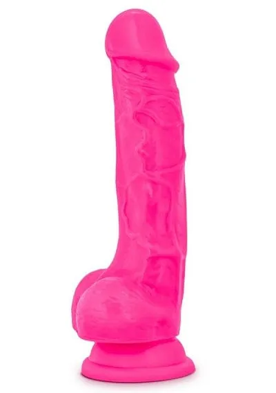 Blush Neo 7.5 Inch Dual Density Cock With Balls Neon Pink