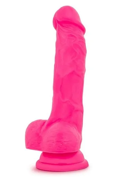 Blush Neo 7.5 Inch Dual Density Cock With Balls Neon Pink