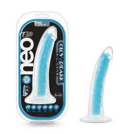 Blush Neo Blue Elite Glow in the Dark 7.5" Silicone Dual Density Cock