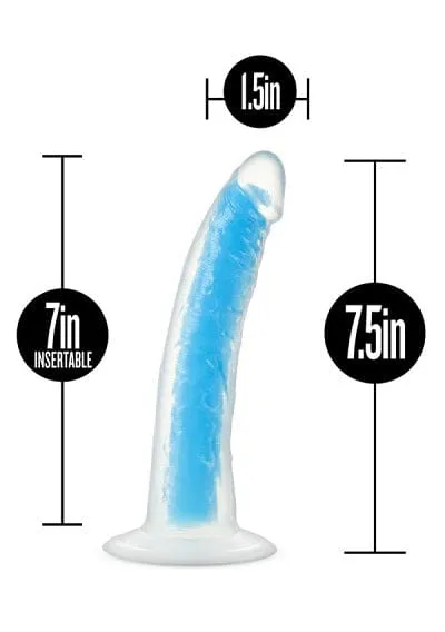 Blush Neo Blue Elite Glow in the Dark 7.5" Silicone Dual Density Cock