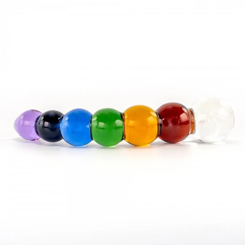 Crystal Delights Rainbow Bubble Dildo Multicolored Glass Dildo