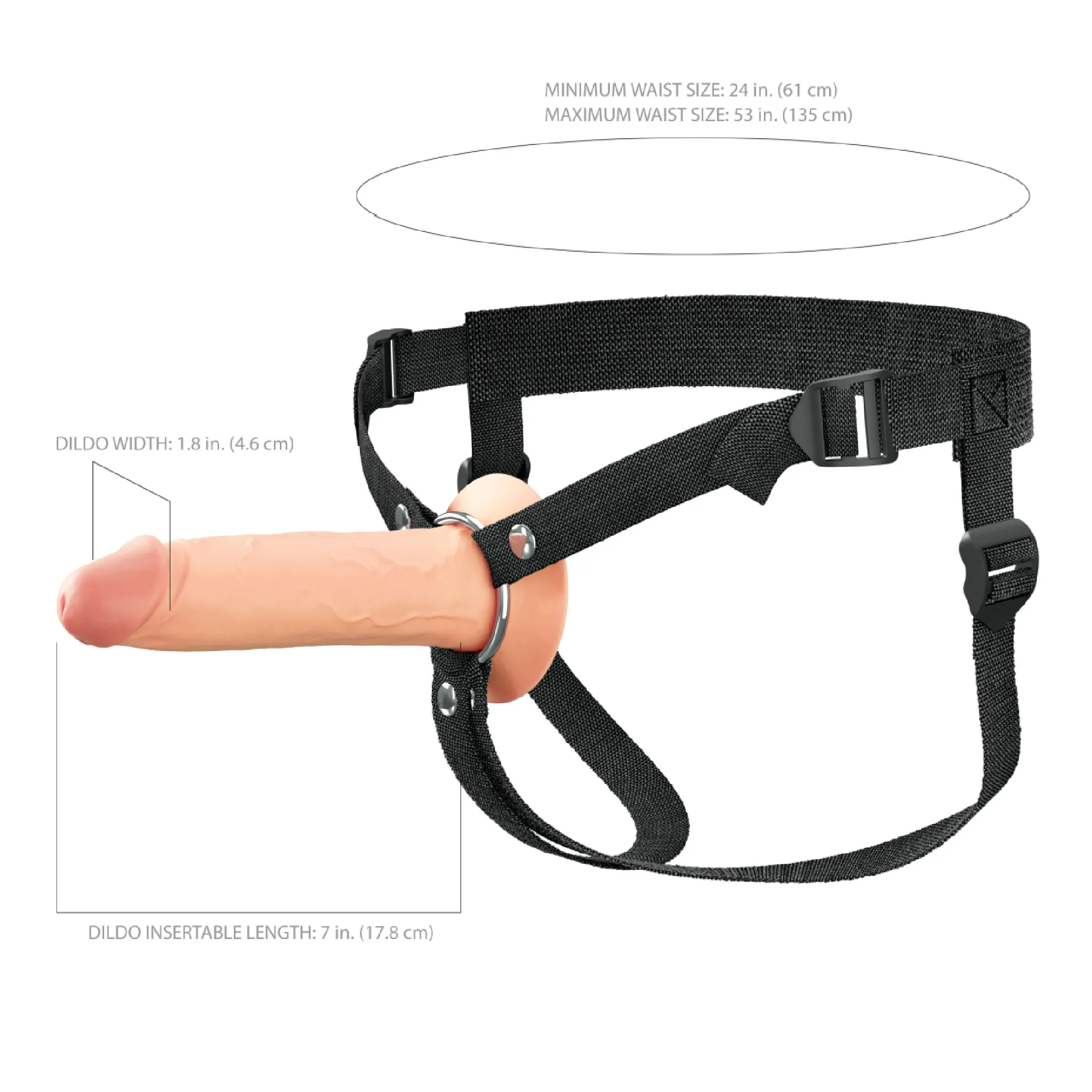 Fantasy X-Tensions Elite Hollow 7 Inch Silicone Dildo & Strap-On Harness - Vanilla