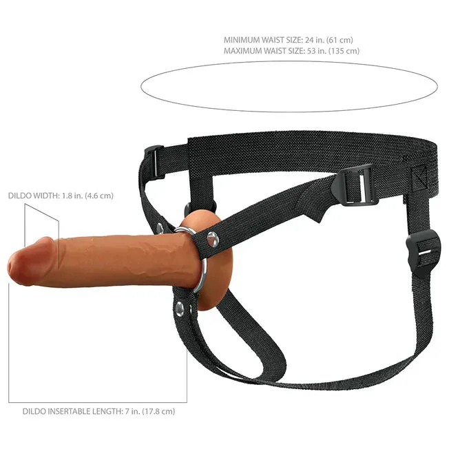 Hollow Silicone Strap-On 7 in. Light/Tan