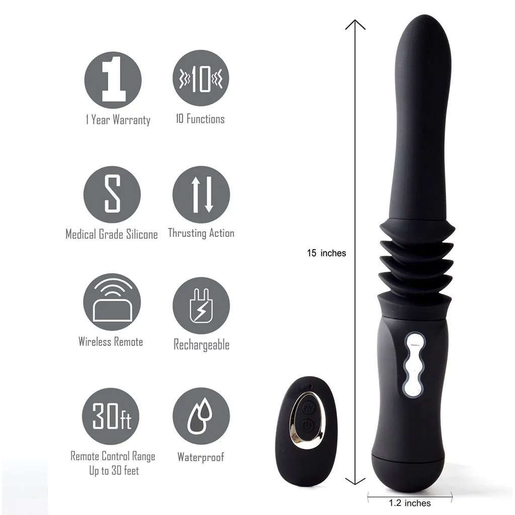 Maia Max Silicone Vibrating, Thrusting Dildo with Suction Cup & Remote Control