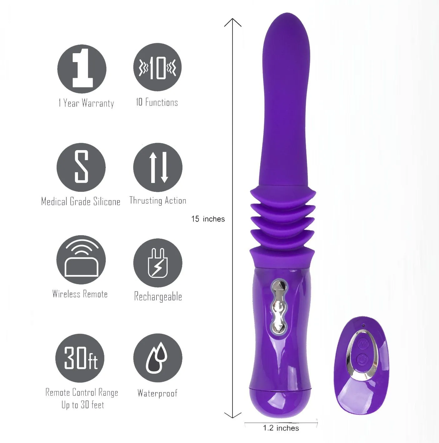 Maia Monroe Silicone Vibrating, Thrusting Dildo with Suction Cup & Remote Control