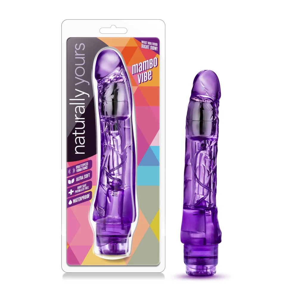 Naturally Yours By Blush® | Mambo Vibe Realistic Curved Purple 9-Inch Long Vibrating Dildo