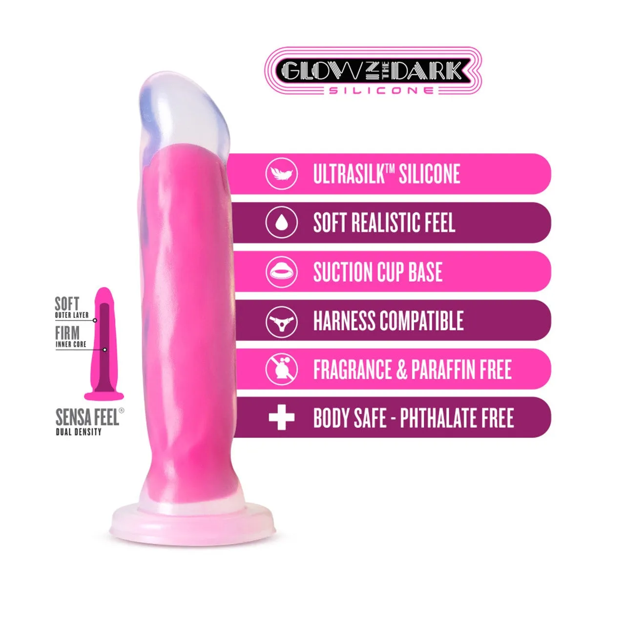 Neo Elite GLOW in the Dark Marquee - Dual Density Dildo