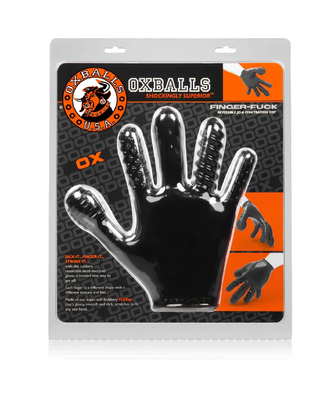 Oxballs Finger Fuck Textured Fingering Glove - Black