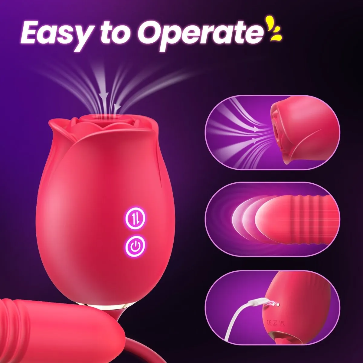 PYRRLA | 3 in 1 Rose Sex Toy with Butt Plug  For Woman