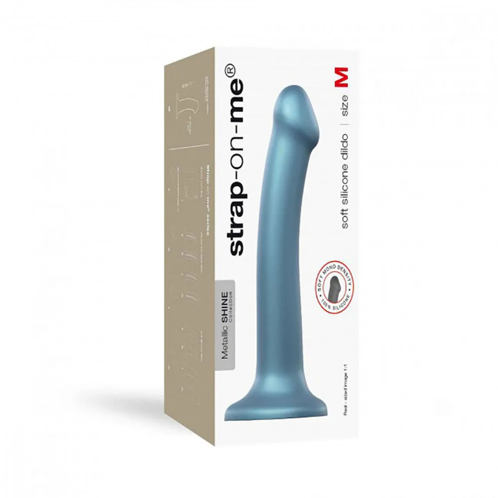 Strap-On-Me Blue Metallic Dual-Density Silicone Dildo