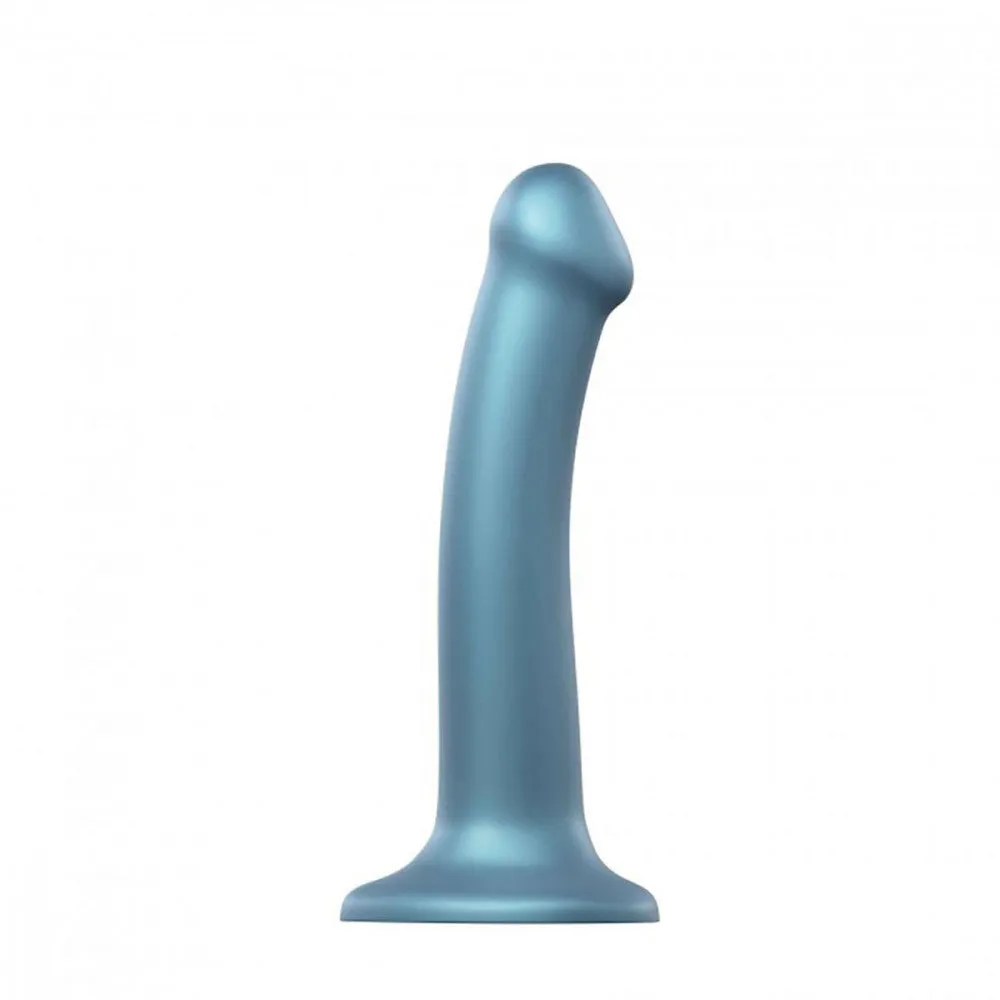 Strap-On-Me Blue Metallic Dual-Density Silicone Dildo