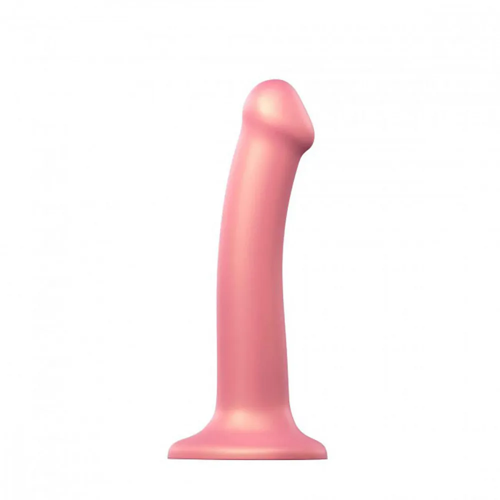 Strap-On-Me Pink Metallic Dual-Density Silicone Dildo