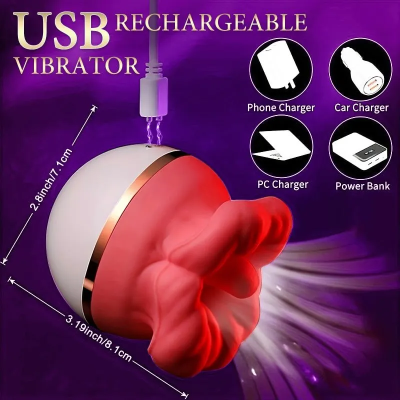 Woman 3 in 1 Sucking and Tongue Licking Clitoral Vibrator Toy